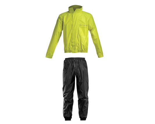 Complete rainproof motorcycle rain suit with yellow and black Acerbis logo