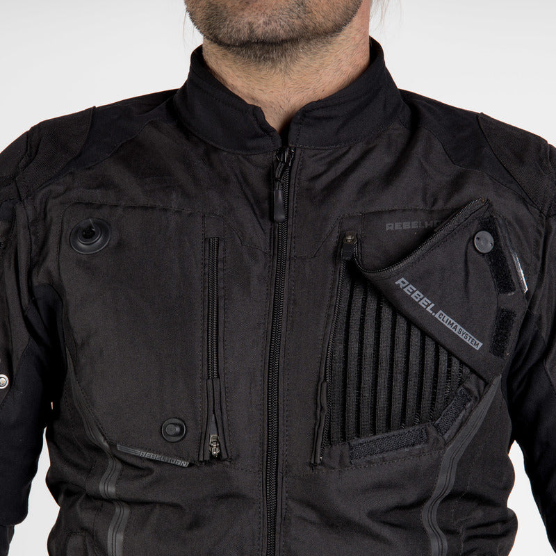 Rebelhorn Borg Motorcycle Jacket in Black fabric