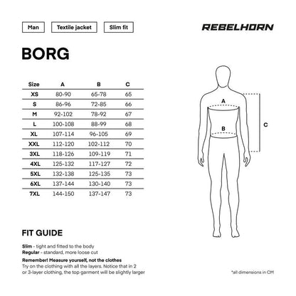 Veste de moto Rebelhorn Borg en tissu noir