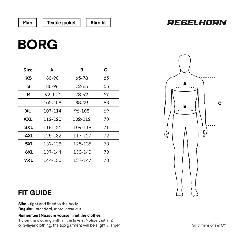 Veste de moto Rebelhorn Borg en tissu noir/gris/jaune fluo