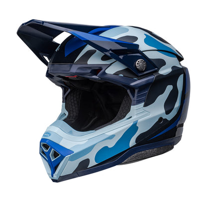Casco Moto Off Road BELL MOTO-10 SPHERICAL 2023 FERRANDIS MÉCHANT Blu/azzurro Opaco/lucido ECE 06