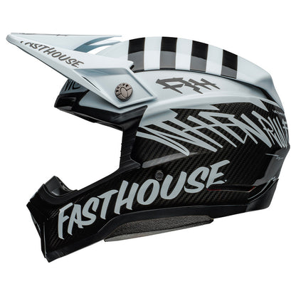 Casco Moto Off Road Bell Moto-10 Spherical 2024 Fasthouse mod Squad bianco/nero lucido/opaco